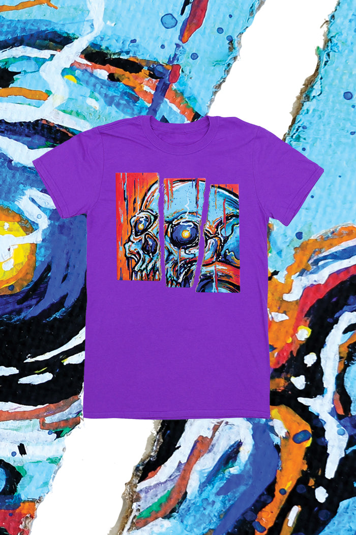 LIMITED EDITION PURPLE Broken Skull Shirt XL