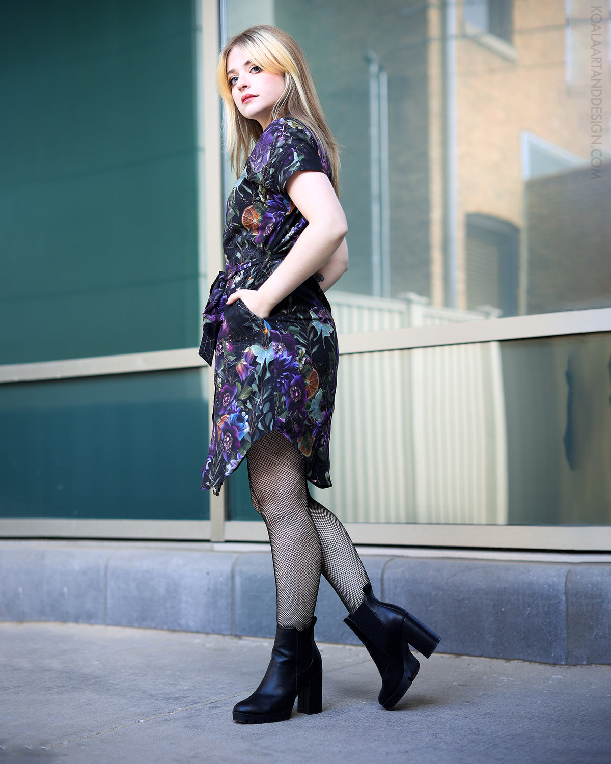 Lunar Bloom Dark Romance Button Up Dress