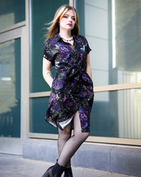 Lunar Bloom Dark Romance Button Up Dress