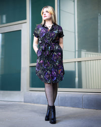 Lunar Bloom Dark Romance Button Up Dress