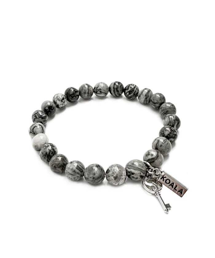 Grey Map Stone Key Bracelet