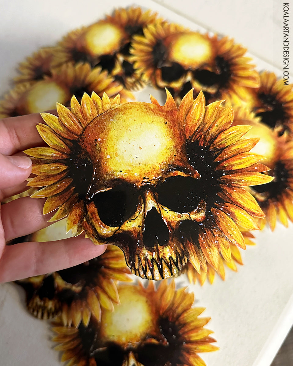 Sunflower Skull Sticker