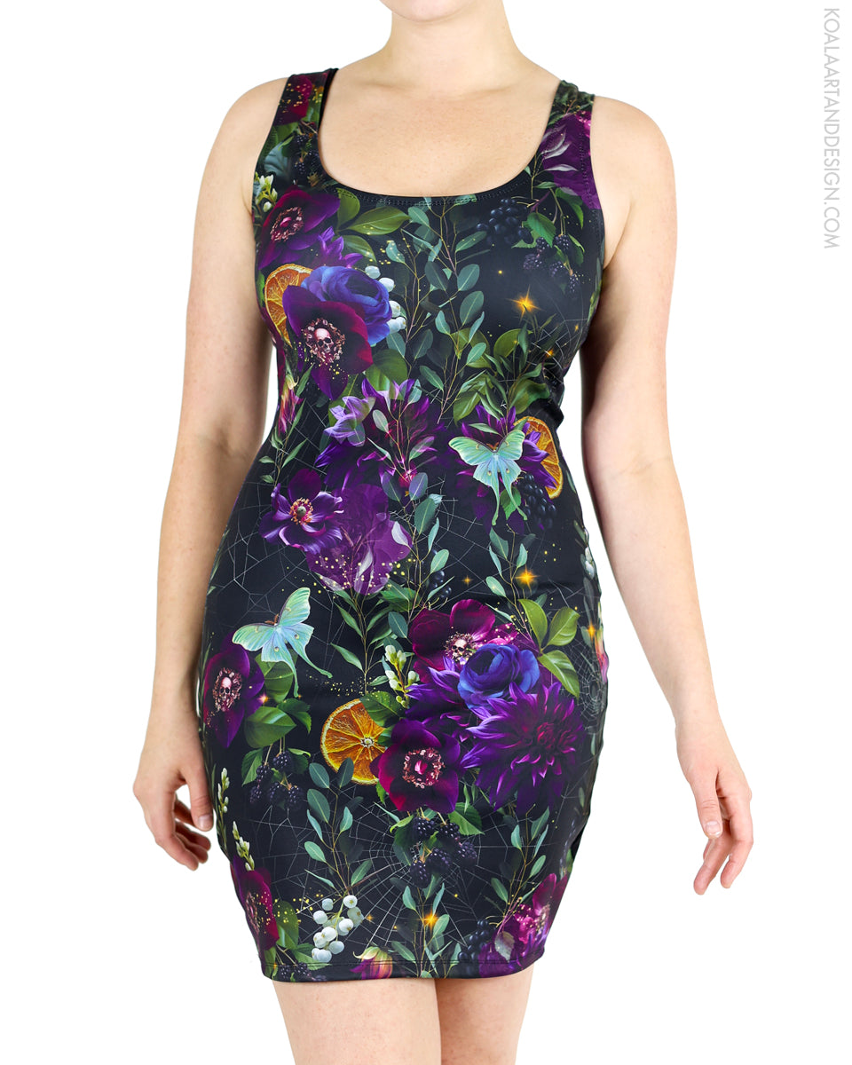 Lunar Bloom Dark Romance Bodycon Dress (made to order)