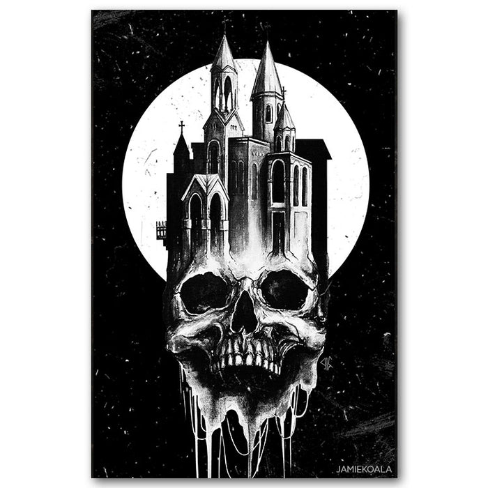 Skull Castle Moon Print