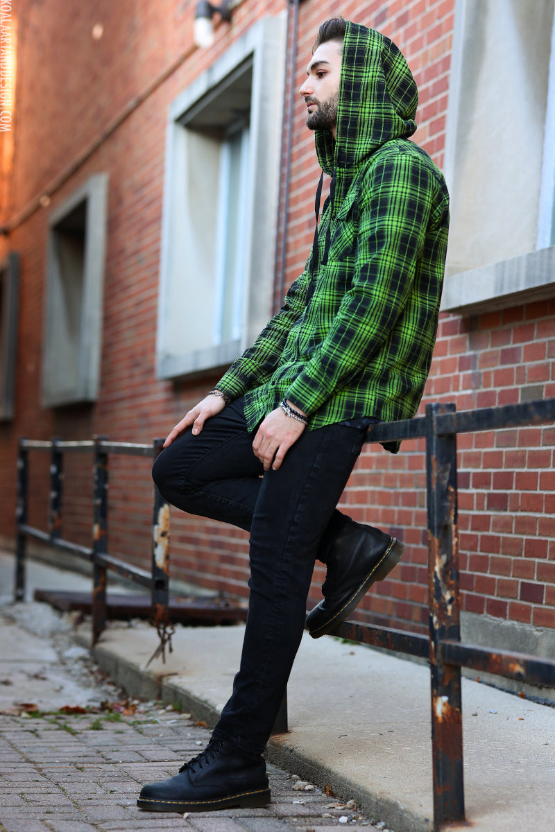 Flannel over black discount hoodie